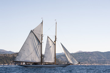 a wonderful ancient sailboat sailing in the Mediterranean Sea