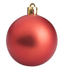 Red christmas ball isolated with clipping path