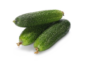 Small cucumbers isolated on white background