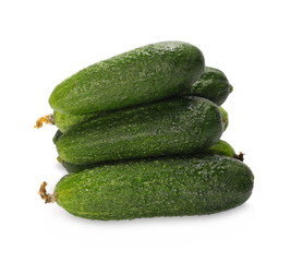 Small cucumbers isolated on white background