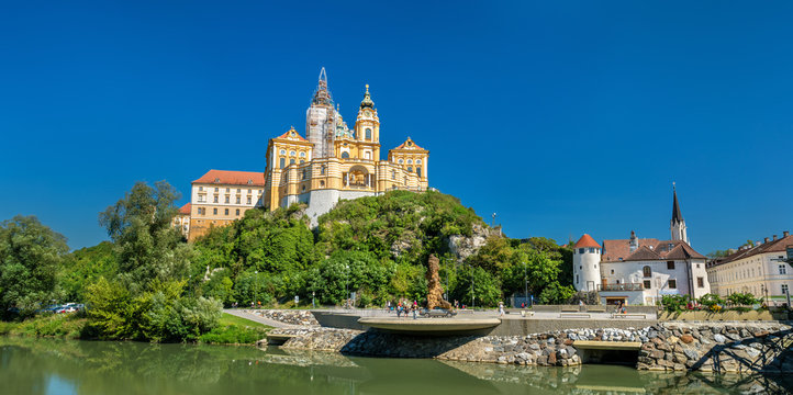 View of Stift Melk, a Benedictine abbey above the town of Melk in Austria