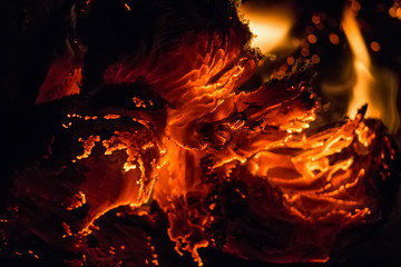 Close up paper burning in flame