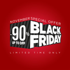Black friday banner 3d, special offers and discounts