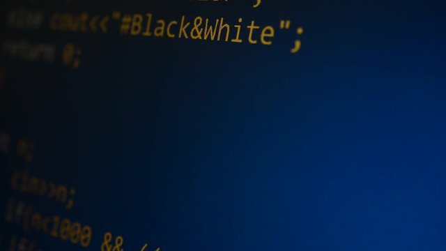 Source code on the monitor screen.