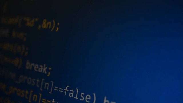 Source code on the monitor screen.
