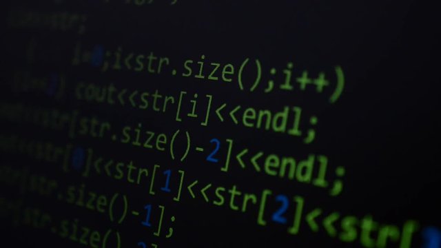 Source code on the monitor screen.