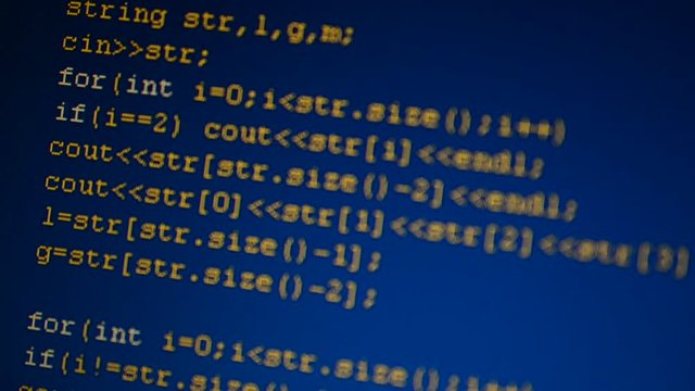 Source code on the monitor screen.