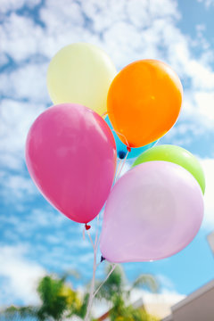 bunch of bright balloons