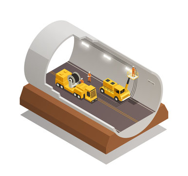Fototapeta Tunnel Construction Composition