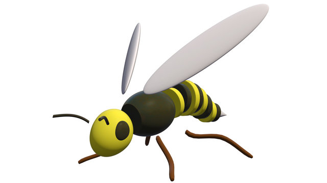 Bee 3D illustration oblique