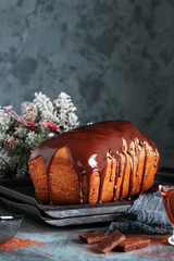 homemade chocolate bread with melted chocolate