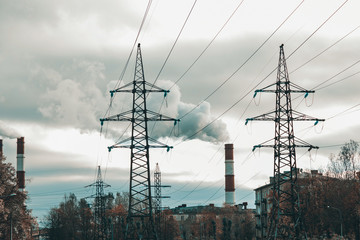 high-voltage line in the city