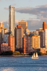 Obrazy na Szkle  Dolny Manhattan Skyline o złotej godzinie, Nowy Jork, USA