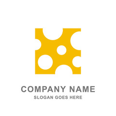 Cheese Square Slice Yellow Food Logo Vector Icon 