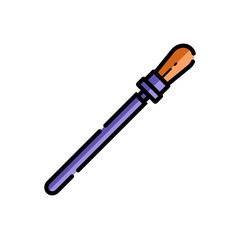 Paint brush icon in flat color line design. Round-shaped paintbrush vector illustration in thin linear style on isolated background.