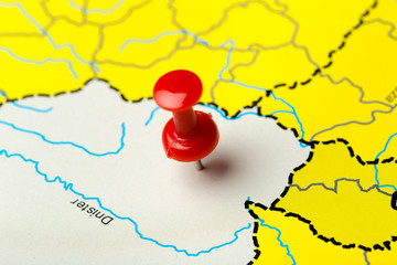 Travel destination points on a map