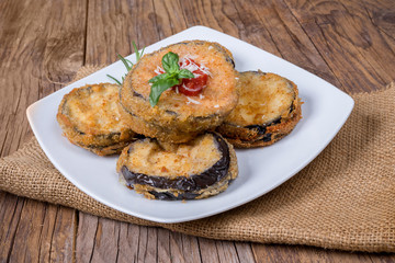 round fried eggplants