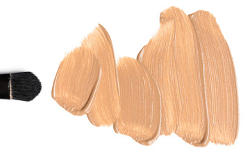 smeared foundation natural make up on white background