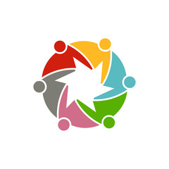 Logo of Creative Star Business Team Together. Vector Color Illustration