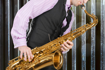 Jazz Saxophone player isolated