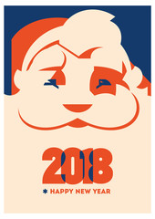 Santa claus with beard minimalistic vector illustration