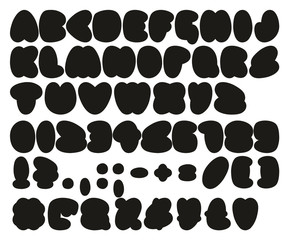Fat Bubble Fill Simple Freehand Vector Font with Uppercase Letters, Numbers & Signs