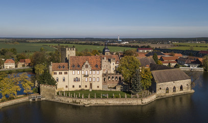 Fototapeta na wymiar Aerial view of Flechtingen water castle in Saxony-Anhalt