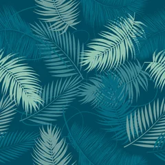 Glasschilderij Tropische bladeren Naadloze vector patroon tropische bladeren van palmboom.