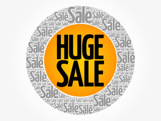 HUGE SALE words cloud, business concept background