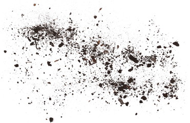 Obraz premium Dirt, soil pile isolated on white background, top view