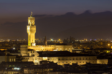 Obraz premium Palazzo Vecchio in Florence at night, Italy