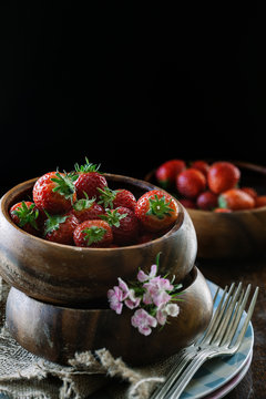 Strawberry's in wooden bowls.