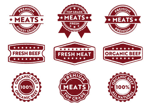 meats and beef logo stamp and label set