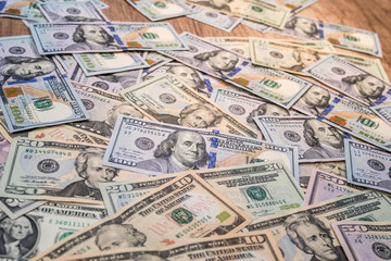 Fototapeta premium Many different us dollar as background