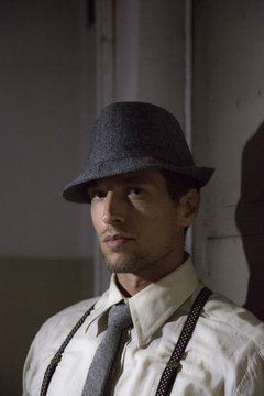 closeup portrait of a man in old fashioned clothes