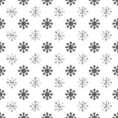 Christmas New Year seamless pattern with snowflakes. Holiday background. Silver snowflakes. Xmas winter decoration. Silver texture. Hand drawn vector illustration. Snow pattern. Wrapping gift paper.