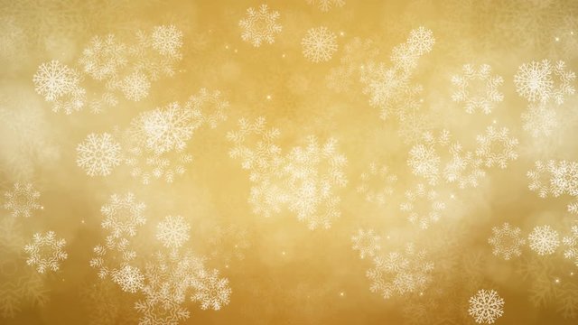 New Year background. Snowflakes and sparkles are slowly flying. Computer generated seamless loop abstract animation.