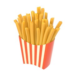 Fast food french fries in a container
