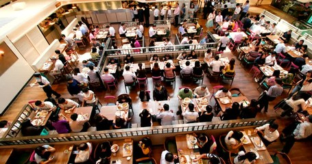 Hong Kong, 9 October 2107:- Top view of restaurant with crowded of people