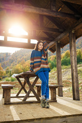 Traveler is walking outdoor