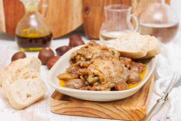 chicken with chestnuts on dish