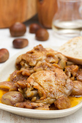 chicken with chestnuts on dish