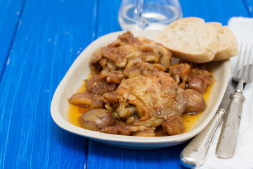 chicken with chestnuts on dish