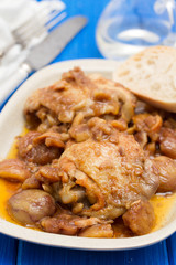 chicken with chestnuts on dish