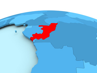 Fototapeta premium Congo on blue political globe