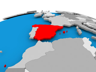 Spain on political globe