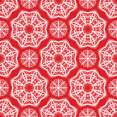 Seamless pattern of snowflakes. Christmas ornament.