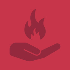 Open hand with flame glyph color icon
