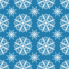 Seamless pattern of snowflakes. Christmas ornament.