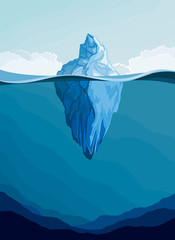 Vector illustration of iceberg, arctic landscape - obrazy, fototapety, plakaty
